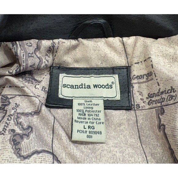 SCANDIA WOODS Leather Jacket Mens Size Large Black Bomber Motorcyle Fully Lined - Picture 11 of 12